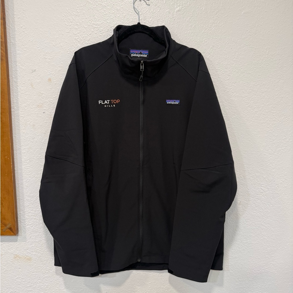 Patagonia Softshell Jacket Black Flat Top Hills Logo